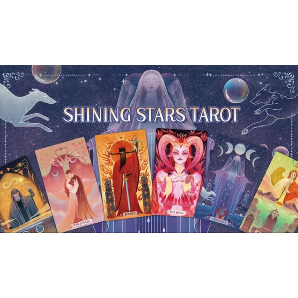 Shining Star Tarot ไพ่ยิปซีแท้ขอบสีม่วงโฮโลแกรมวิ้งวับ ไพ่ทาโร่ต์ ไพ่ยิปซี Tarot cards decks