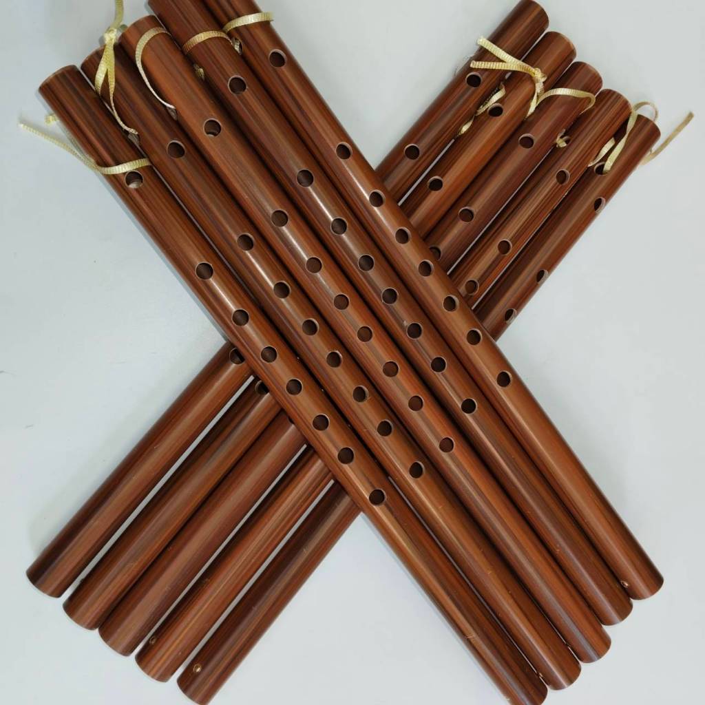 ขลุ่ยหลิบ  PVC สีน้ำตาล ลายไม้ ขนาดเส้นผ่าศูนย์กลาง 1.8 ซม.ยาว33 ซม
