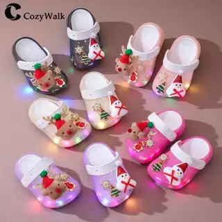 Cozywalk รองเท้าแตะเด็กผู้หญิง ลายคริสต์มาส ⭐ มีไฟ LED นุ่ม เบาสบาย ใส่ง่าย สไตล์น่ารัก