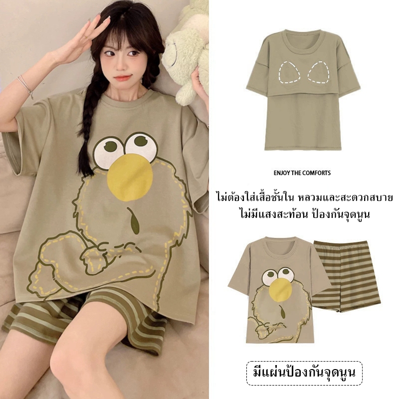 ชุดนอนหญิงพร้อมฟองน้ำในตัว โอเวอร์ไซส์ เนื้อผ้านุ่มใส่สบาย ไม่อับชื้นของมันต้องมี พร้อมส่งจากไทย