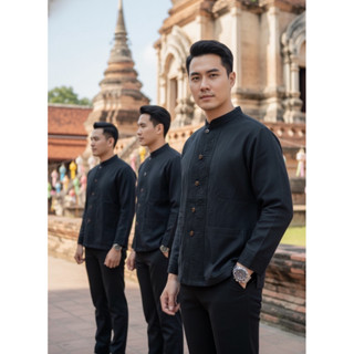เสื้อพื้นเมืองผู้ชายรวมรุ่น สีดำ