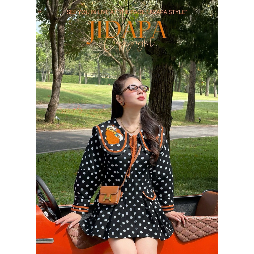 โค้ดลดเยอะ‼️ (New M)🔖Jidapa Style เชต2ชิ้น คอลตามหาในมู้ดน้องหมาเลดี้ 🐶 ผ้ายีนนุ่มๆปักฉ่ำมีขาสั้นให้