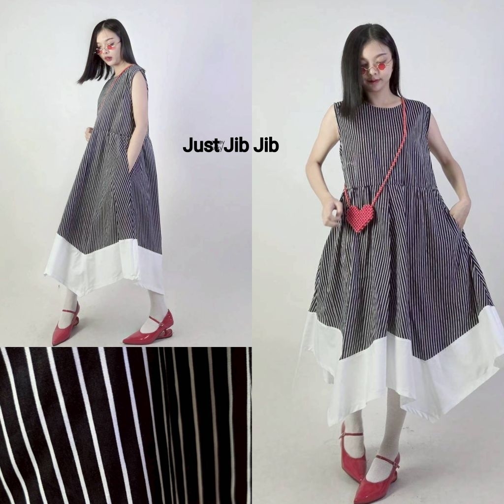 💙💜เดรสแขนกุด ชายฟันปลา - รูปที่ 5