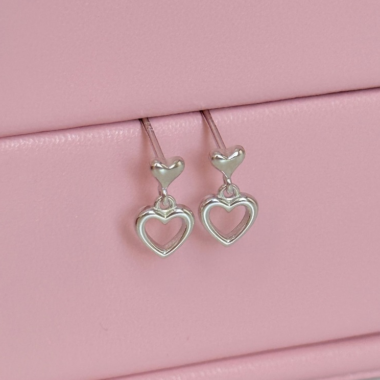 Suwann.na [ราคาต่อคู่] ต่างหู ต่างหูเงินแท้ ต่างหูหัวใจตุ้งติ้ง