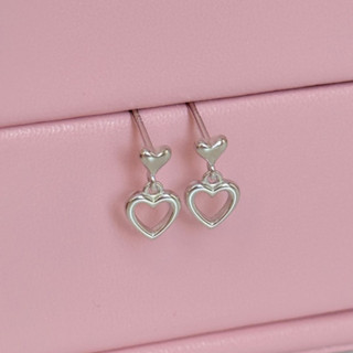 Suwann.na [ราคาต่อคู่] ต่างหู ต่างหูเงินแท้ ต่างหูหัวใจตุ้งต…