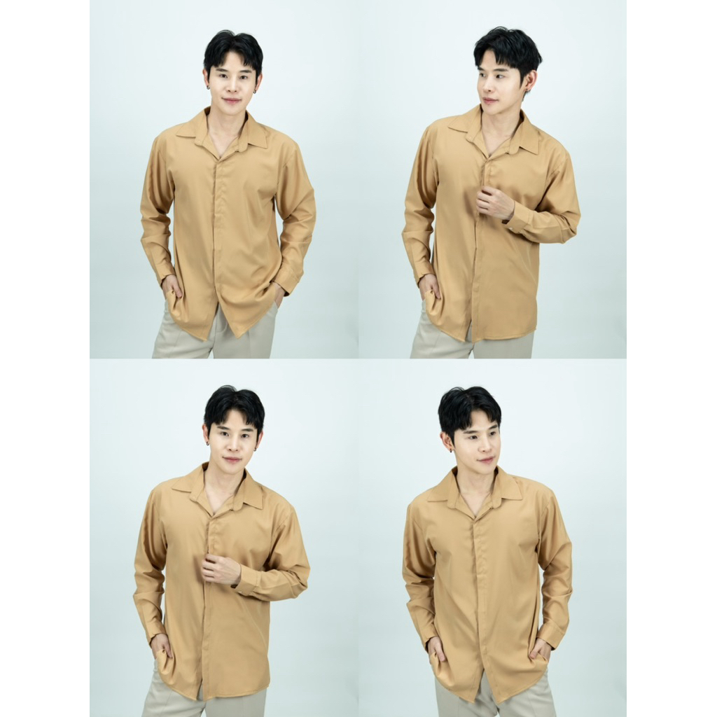 [ส่งทันที กทม.1 วัน] S5: เสื้อเชิ้ตแขนยาวสีพื้น รุ่นสาบซ้อน เชิ้ตสไตล์เกาหลี 11 สี ไซส์ M L XL XXL รูปที่ 6