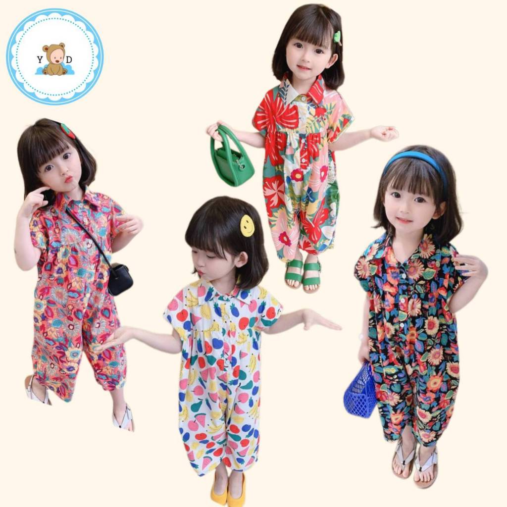 [Y D]🔥พร้อมส่ง🔥 ชุดจั๊มสูทลายดอกไม้น่ารักสำหรับเด็กผู้หญิง#125