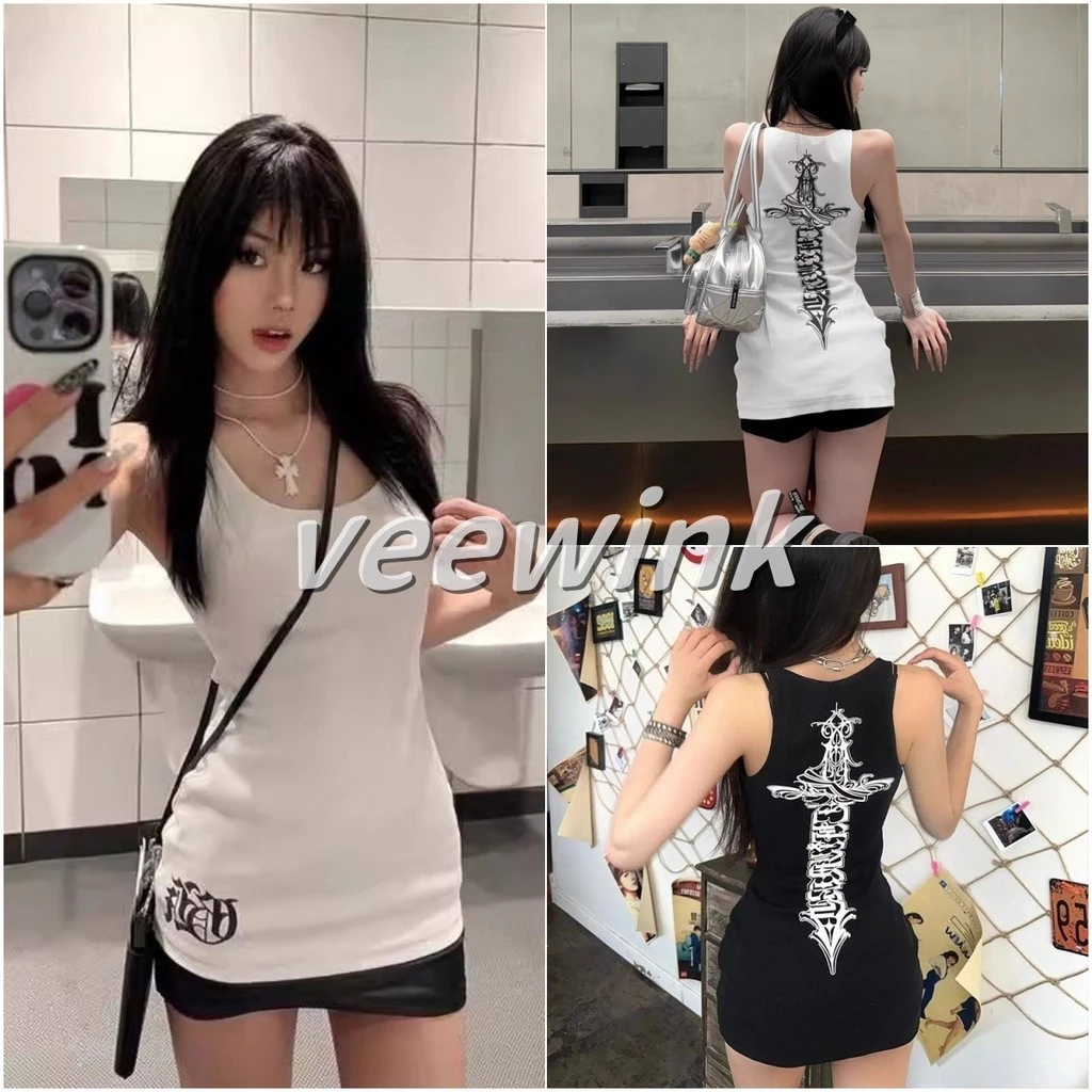 Veewinkk พร้อมส่งจากกทม ฤดูร้อนใหม่เสื้อกั๊กเสื้อยืด ผู้หญิง เสื้อผ้าคอตตอน งาน แฟชั่น