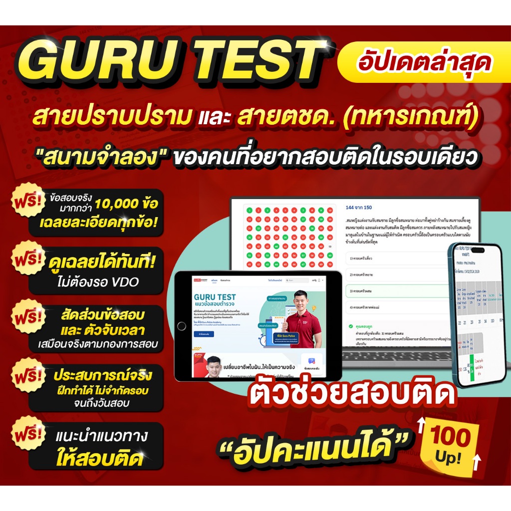 [E-Learning Exam]ข้อสอบ GURUTEST ปราบปราม ปป.นสต.17/ตชด.ทหารเกณฑ์ 68 โดยพี่บัส Guruacademy