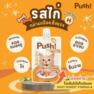 ยกลัง(24ซอง) Push 100g อาหารเปียกแมว เนื้อมูส Complete & Balanced กินเป็นมื้อหลัก สารอาหารครบถ้วน