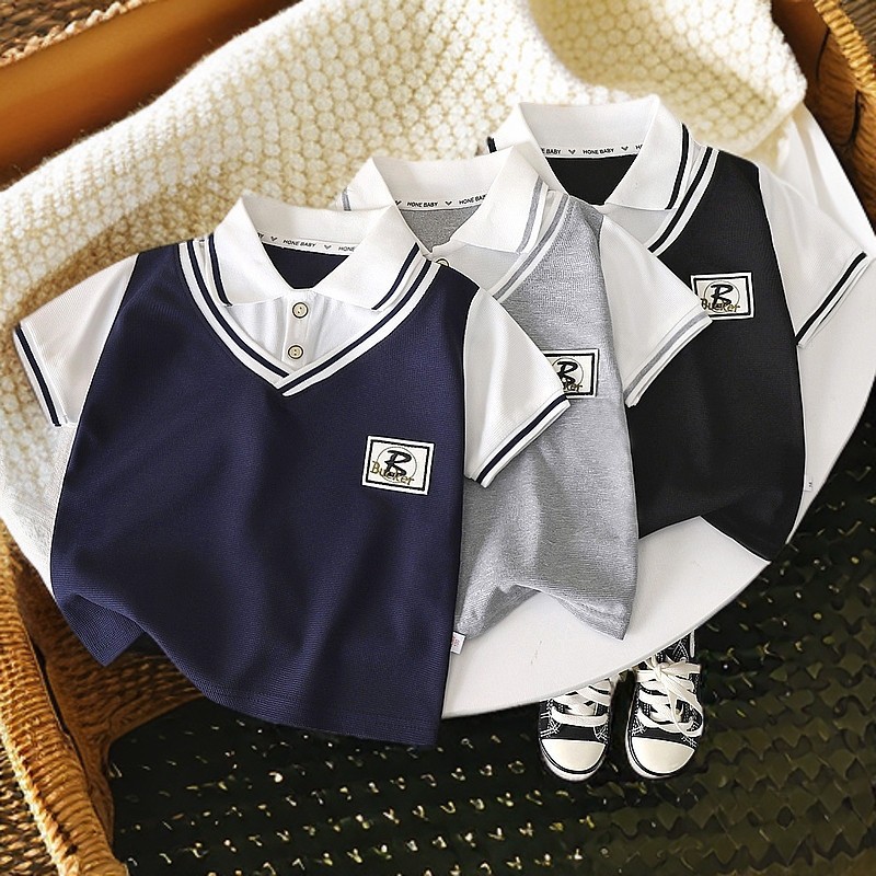 เสื้อดำ เสื้อโปรโล เด็ก เวอร์ชั่นเกาหลี ระบายอากาศ ใส่สบาย - รูปที่ 2