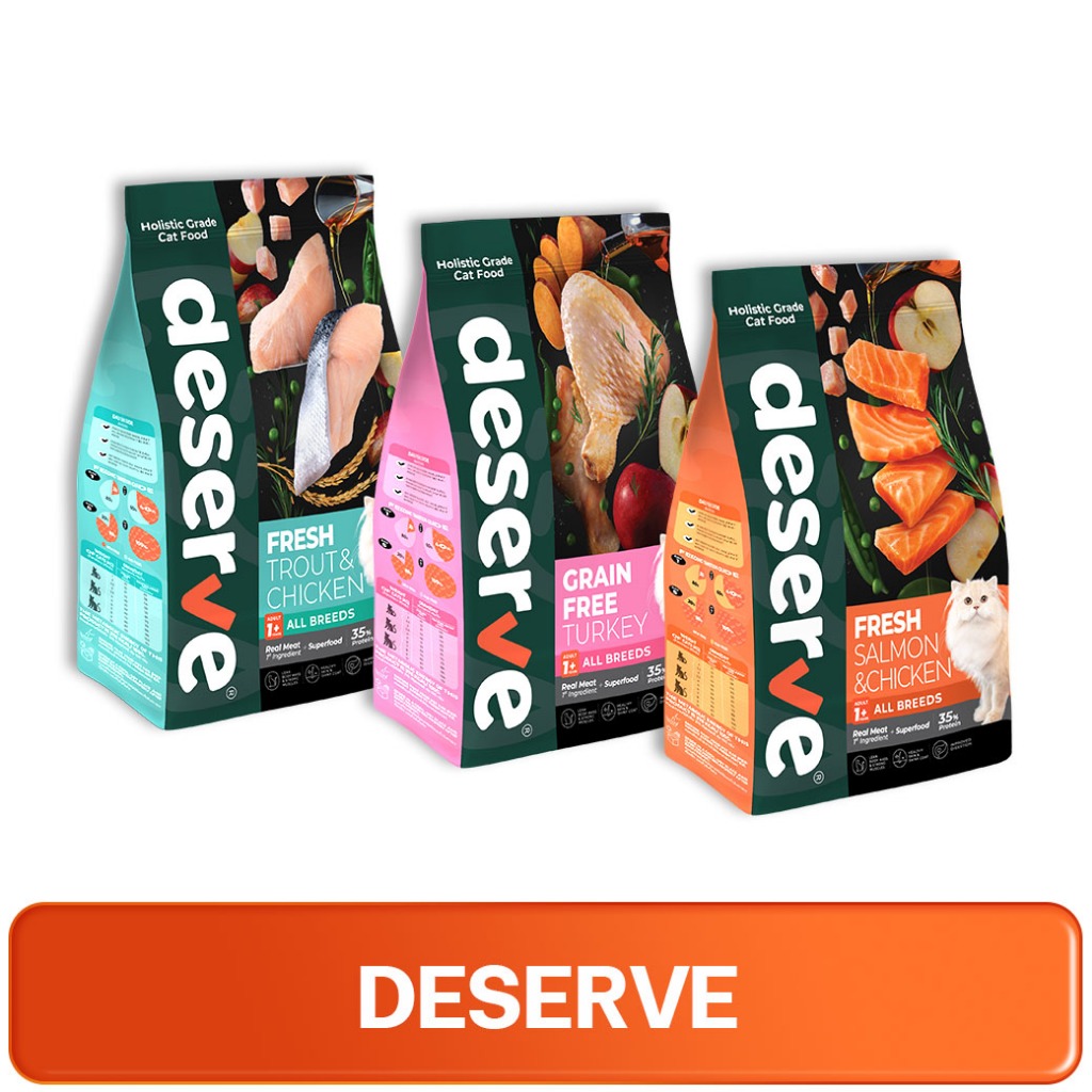 DESERVE Holistic Cat Grain Free ดีเสิร์ฟ อาหารเม็ดสำหรับแมวโตเต็มวัยทุกสายพันธุ์ บำรุงขน ลดคราบน้ำตา