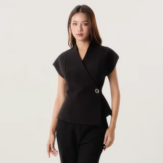 Friday Attire เสิ้อทบป้ายคอปีนเข้ารูปแต่งจี้ (Rosalin Top) (FT-092)