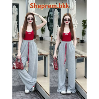 Sheprem ชุดเซต2ชิ้นเสื้อคล้องคอสีแดงตัดขอบสุดเก๋❌ฮอต🔥(แถมเข็…