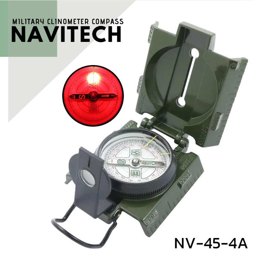 Lensatic Compass เข็มทิศเลนเซติก เข็มทิศทหาร พร้อมไฟ LED ช่วยเล็งในเวลากลางคืน รุ่น #NV45-4A