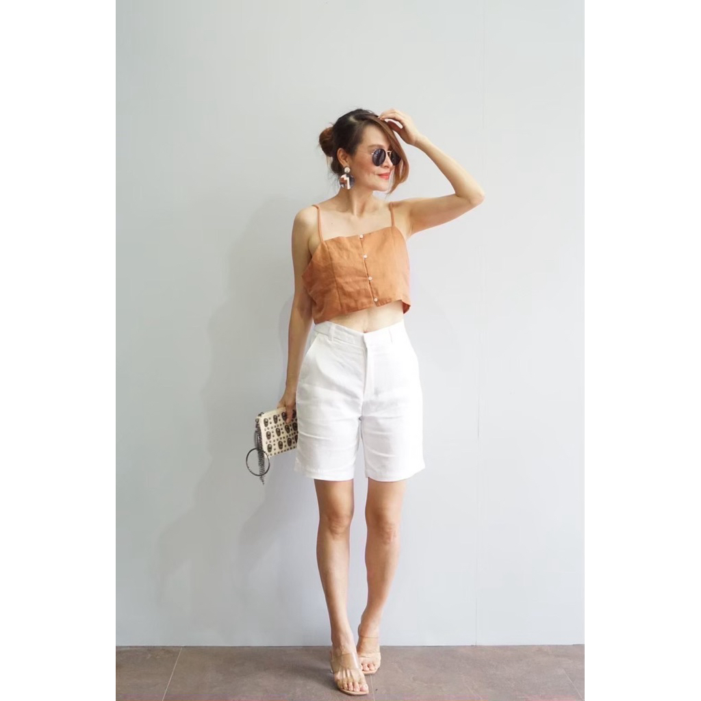 กางเกงลินิน 3 ส่วน ขาแคบ ผ้าแท้ มีไซค์ค่ะ