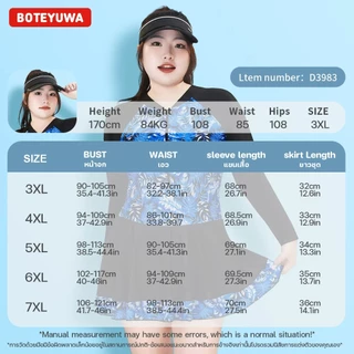 BIG Size ชุดว่ายน้ำสาวไซส์ใหญ่ชุดว่ายน้ำป้องกันยูวี ชุดว่ายน้ำแขนยาว ชุดว่ายน้ำวันพีช รุ่น D3983