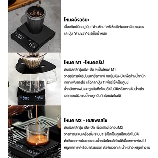 เครื่องชั่งกาแฟ ตาชั่งชั่งดิจิตอล ตั้งเวลาได้ หน้าจอสัมผัส มีแผ่นกันฉนวนความร้อน ชาร์จไร้สาย