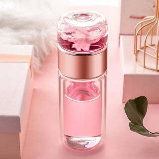 JQTG 500ml ขวดน้ำแก้วพร้อมที่กรอง,แก้วกาแฟพกพาถ้วยชาเครื่องชงกาแฟแก้วทัมเบลอแบบมีที่กรองผนังสองชั้น