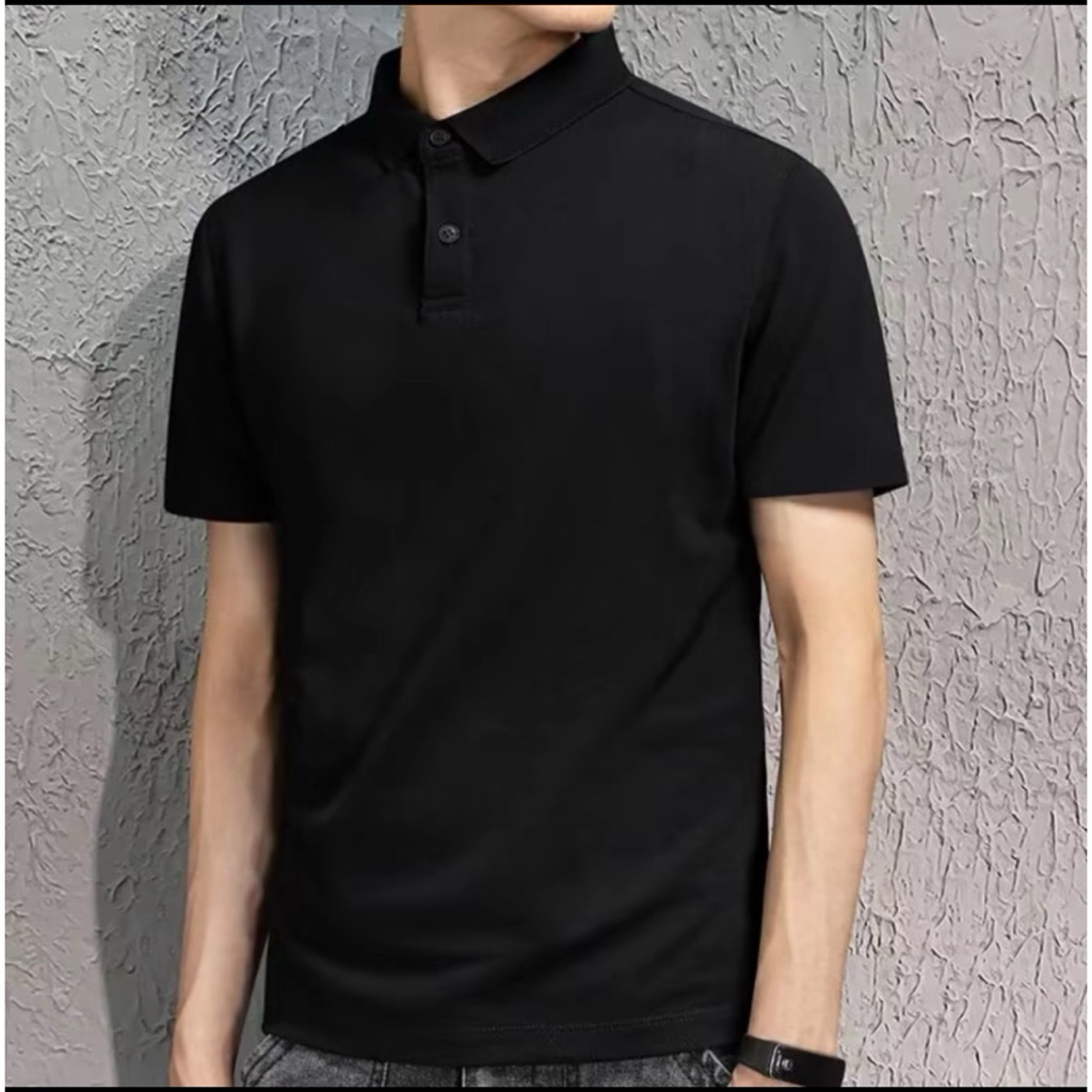 (พร้อมส่ง)เสื้อโปโลสีดำ ผ้าดีใส่สบายไม่ร้อนใส่ได้ทั้งชาย/หญิง