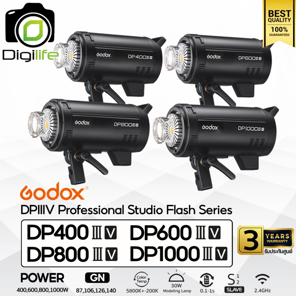 Godox Flash DP400IIIV, DP600IIIV, DP800IIIV, DP1000IIIV -5800K แสงขาว - Bowen Mount - รับประกันศูนย์