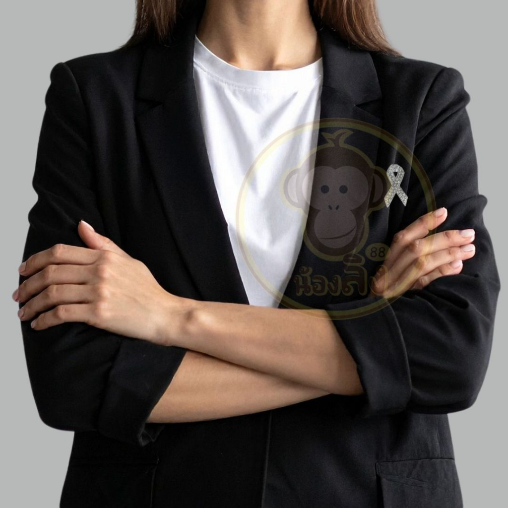 เข็มกลัดริบบิ้น รูปโบว์ เข็มกลัดติดเสื้อไว้อาลัย โบว์ขาวดำ โบว์ไว้ทุกข์ พร้อมส่ง - รูปที่ 7