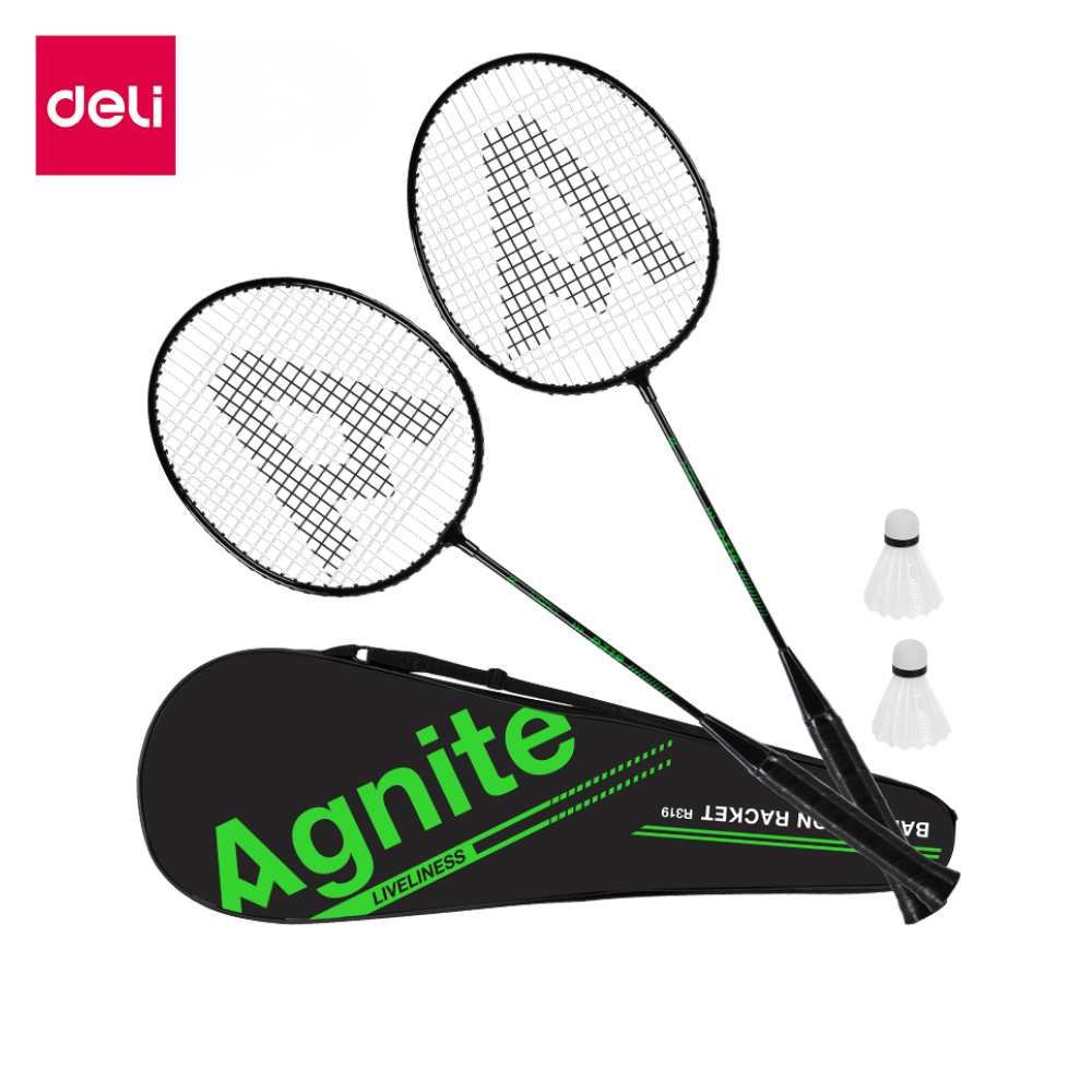 [ของขวัญฟรี] Deli ไม้แบดมินตัน ไม้แบด แพ็คคู่ พร้อมกระเป๋า ทนทาน วัสดุแข็งแรง Badminton racket
