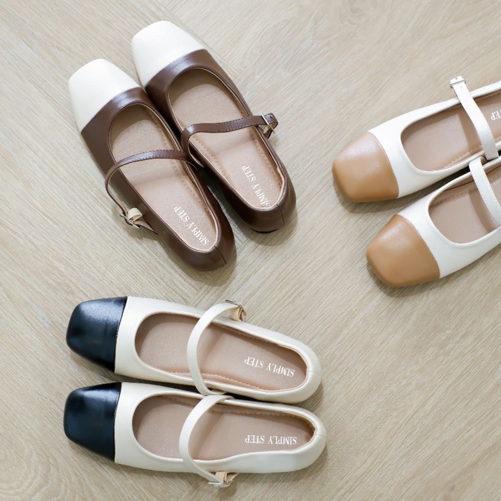 รองเท้าแม่รี่เจนหัวตัดสีทูโทน36-41ลงตรงไซส์อวบกว้างบวกเพิ่มรหัส751/1
