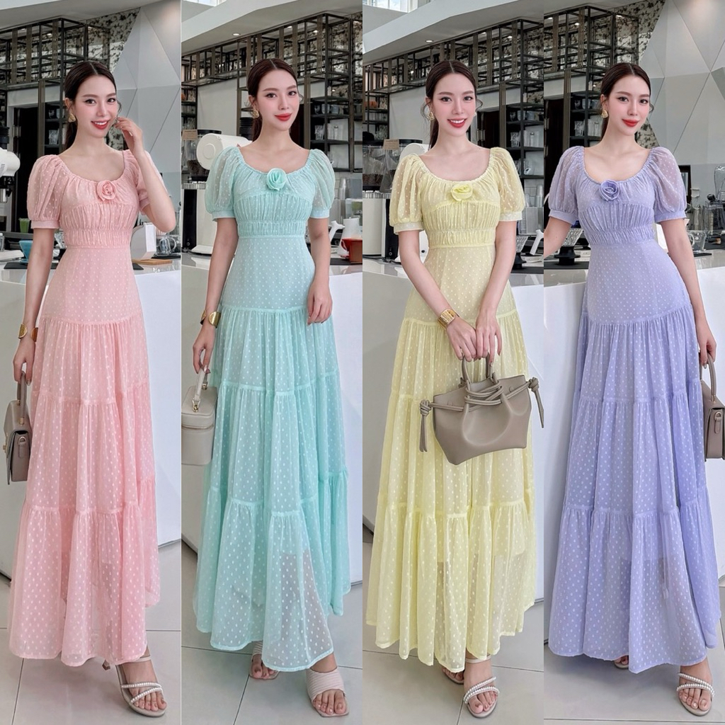 📌📌 พร้อมส่ง ครบสี S M L XL 2XL 🏷️LALABELLE แม็กซี่เดรสตัวโปรด เดรสยาว เรียบหรู ชุดออกงาน ชุดไปงานแต่ง เพื่อนเจ้าสาว