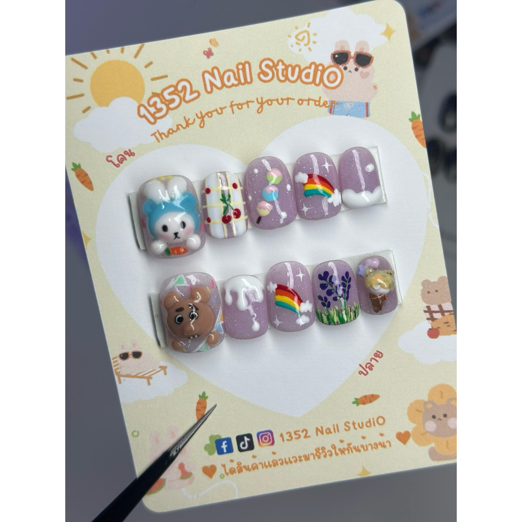 เล็บปลอม ทรงเหลี่ยมสั้น B104