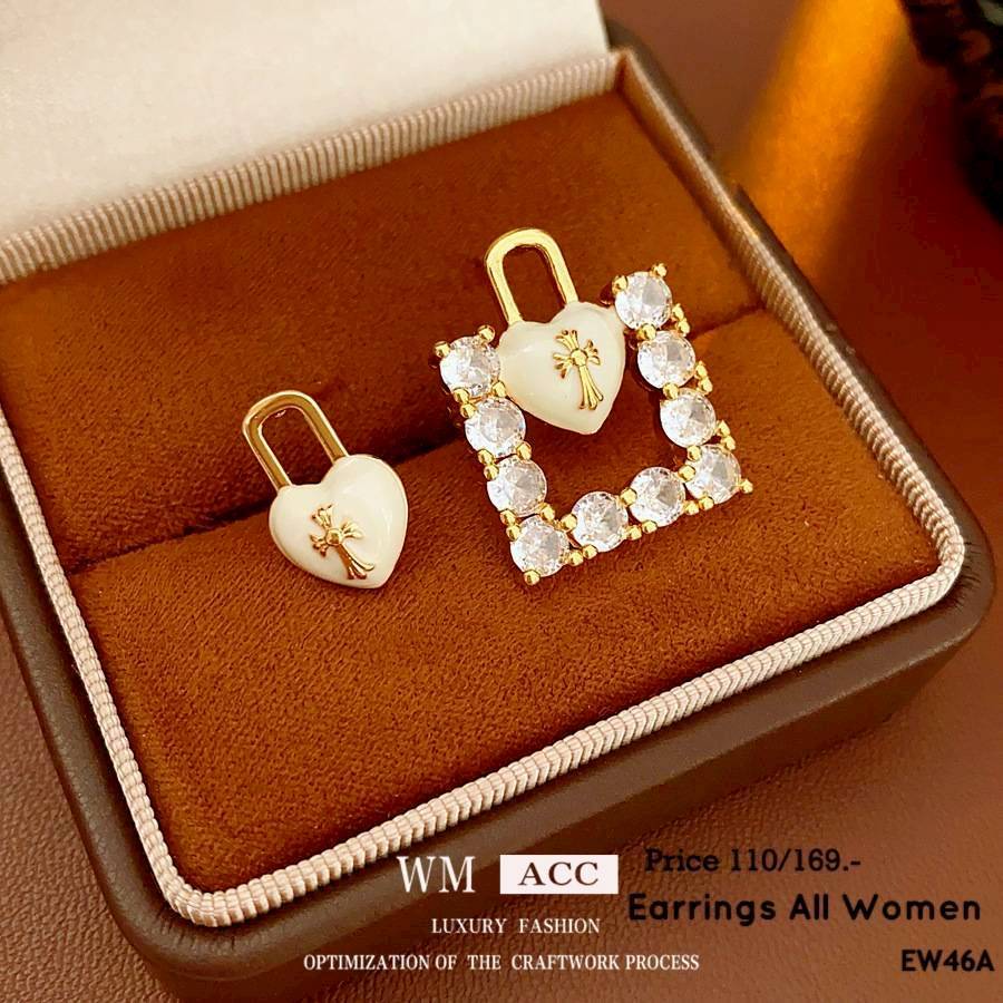 EW46A ต่างหูกุญแจ สีขาว ต่างหูพรีเมี่ยม จำหน่ายปลีกและส่ง