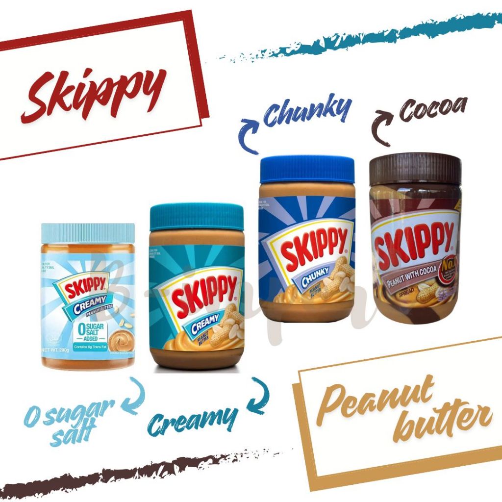 Skippy Peanut Butter Spread น้ำหนัก 280 - 530 กรัม มี 4 รส สินค้ามีฮาลาล