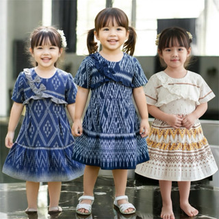 🔥พร้อมส่ง 🔥ชุดไทยเด็ก ชุดเดรสผ้าฝ้าย  ชุดไทยใส่ไปโรงเรียน ชุ…