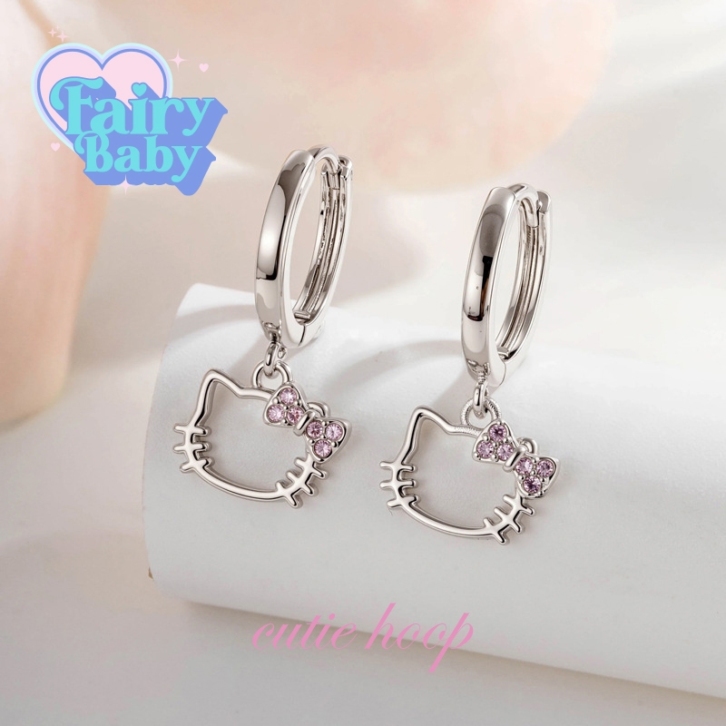 Fairybaby ต่างหูห่วง Cutie Hoop ( 1 คู่  ) น่ารัก ต่างหูห่วง ห้อยตุ้งติ้ง สะดุดตา (E2-018)