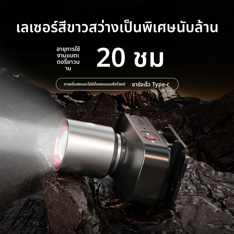 🧗‍ไฟหน้ายูวี กันน้ำได้ 3 โหมดแสงสว่างสูง ใช้งานได้ทั้งปี  ✨ ไฟฉายคาดหัว led ไฟฉายคาดหัว เดินป่า ไฟฉายพกพา ไฟฉายซูมได้ - รูปที่ 3