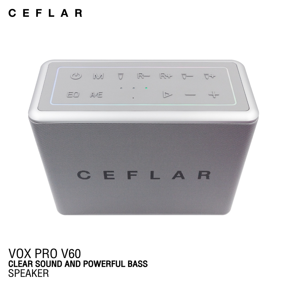 CEFLAR VOX PRO V60 ตู้ลำโพงบลูทูธ พร้อมไมโครโฟนไร้สายถือคู่ เหมาะกับการร้องคาราโอเกะ พกพาสะดวก - รูปที่ 2
