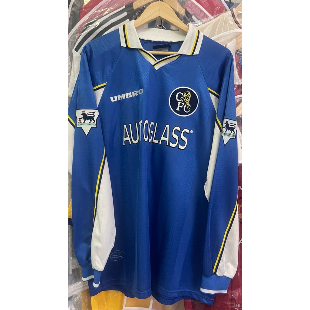 (เสื้อบอลแท้) Chelsea Home ปี1997-99 แขนยาว ชื่อ-เบอร์ ZOLA ,อาร์ม 2 ข้าง (ตีไม่แท้)