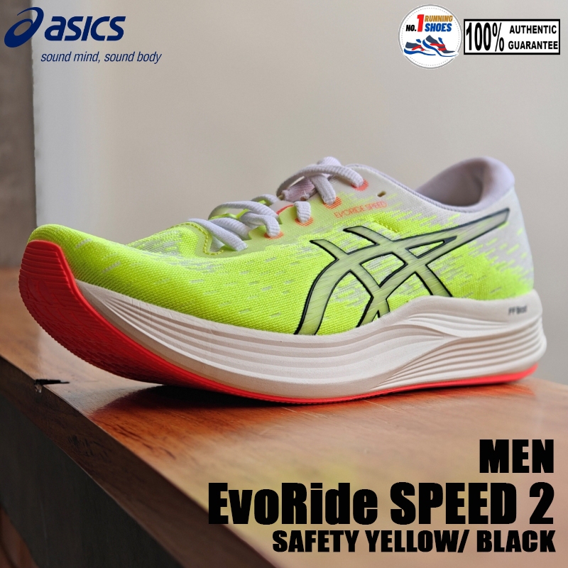 Asics รุ่น EvoRide SPEED 2 1011B789-750 สี Safety yellow/ black ของเเท้ 100%