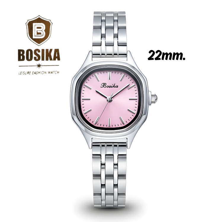 Bosika นาฬิกาข้อมือแฟชั่น ดีไซน์สวยหน้าปัดทรงเล็ก ขนาด22มม. ตั้งเวลาให้พร้อมใช้งาน พร้อมส่ง