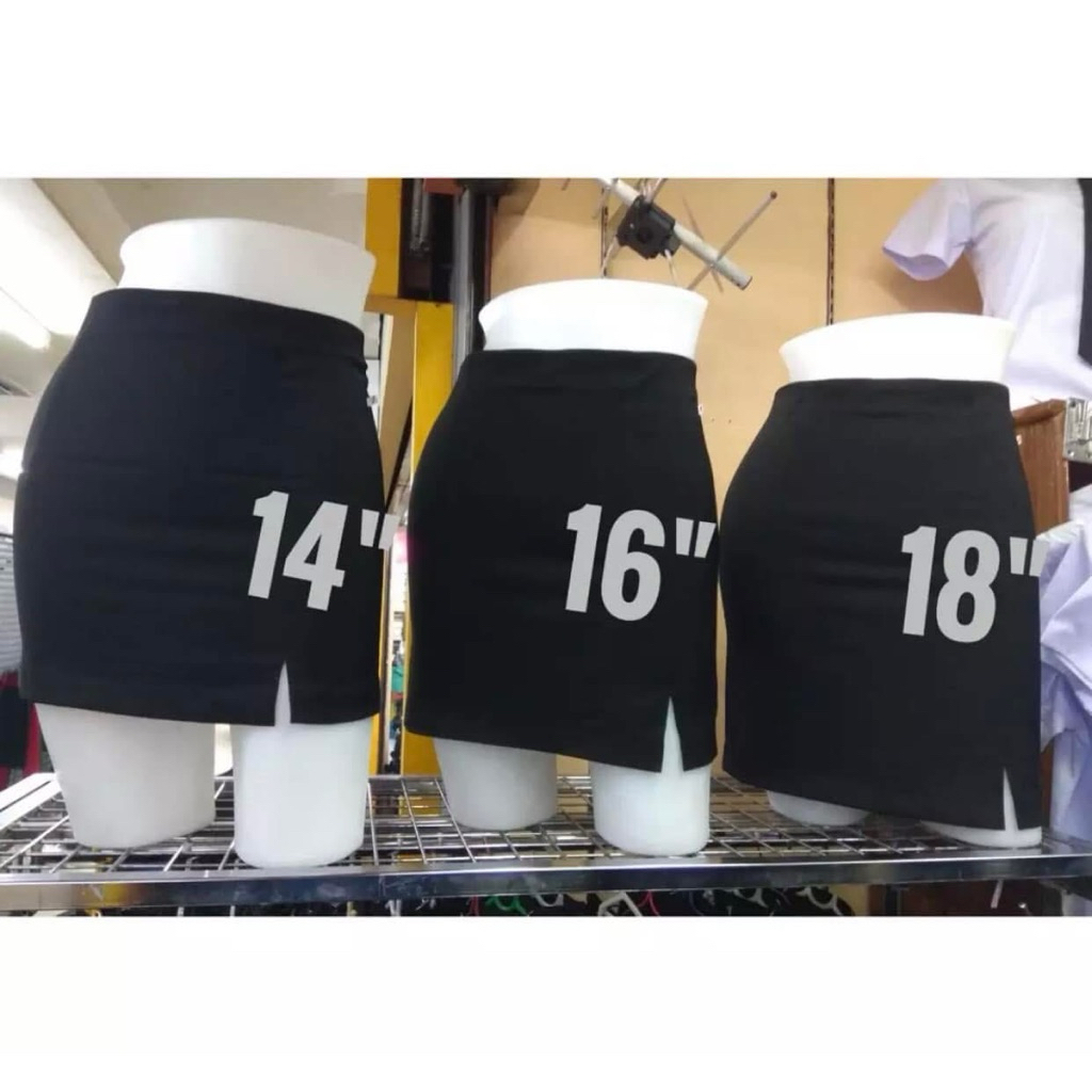 กระโปรงทรงสอบผ่าหน้าขาสั้น16”นิ้วผ้าฮานาโกะ
