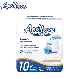 【ซึมเร็วสุด!！】ไม่รู้สึก ผ้าอ้อมผู้ใหญ่ Andlove ใช้ได้ทั้งชายหญิง ปลี่ยนง่าย XL (5 Packs/50ชิ้น) adult diapers pants
