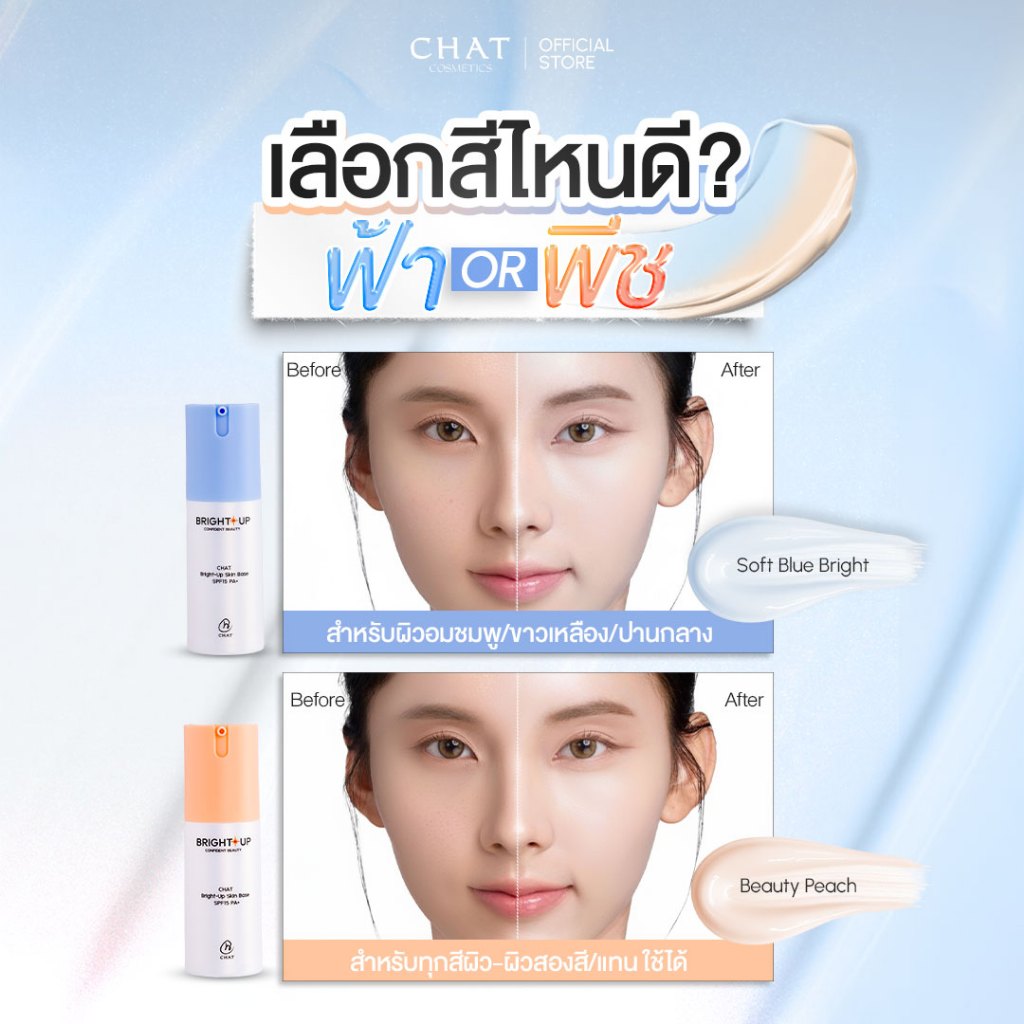 [มีโค๊ดส่วนลด] ไบรท์อัพเหมยตูน้องฉัตร CHAT Bright-Up Skin Base SPF15 PA+ - รูปที่ 2