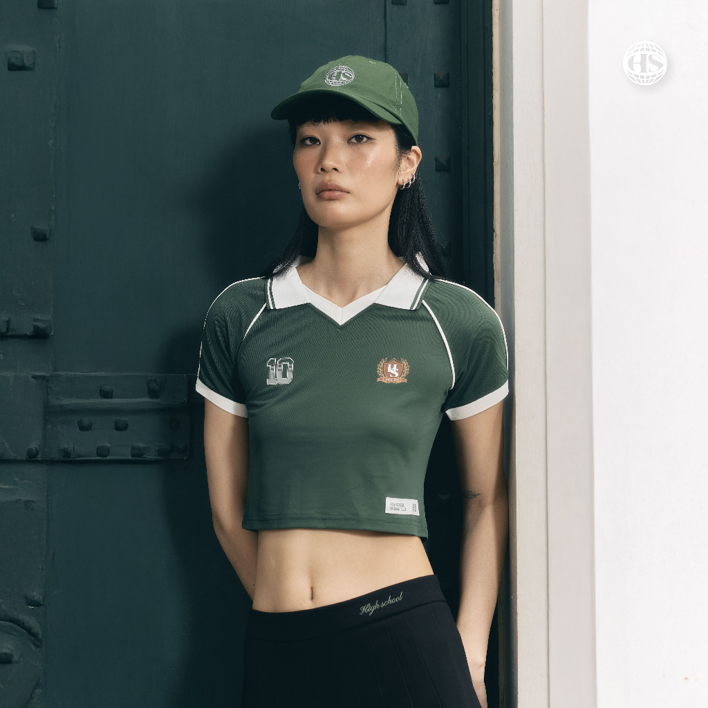 Highschool Sports Collection 2025 football crop polo jersey เสื้อเจอร์ซี่ครอป คอปก - TPG13685