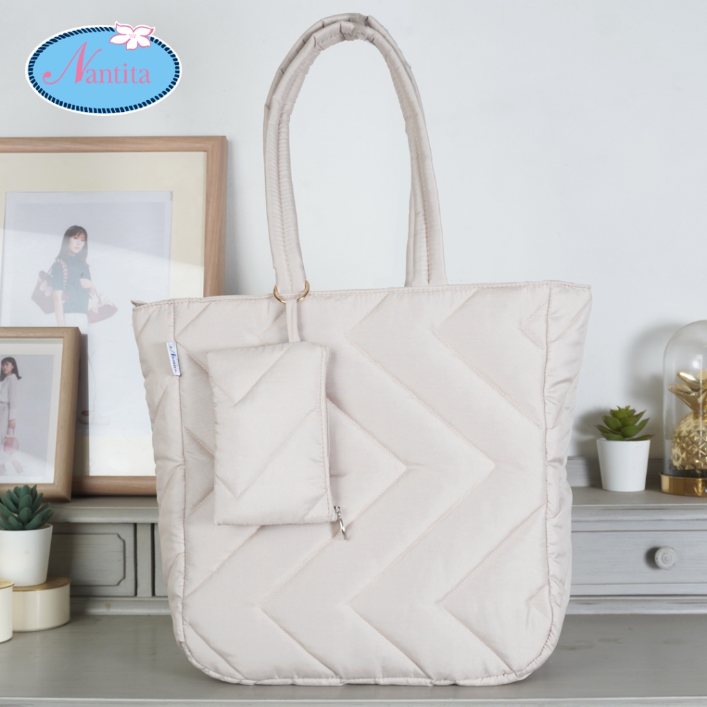 Nantita กระเป๋านุ่มนิ่มผ้ากันน้ำทรงตั้ง+กระเป๋าใบเล็ก SH001