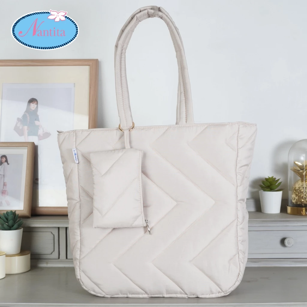 Nantita กระเป๋านุ่มนิ่มผ้ากันน้ำทรงตั้ง+กระเป๋าใบเล็ก SH001