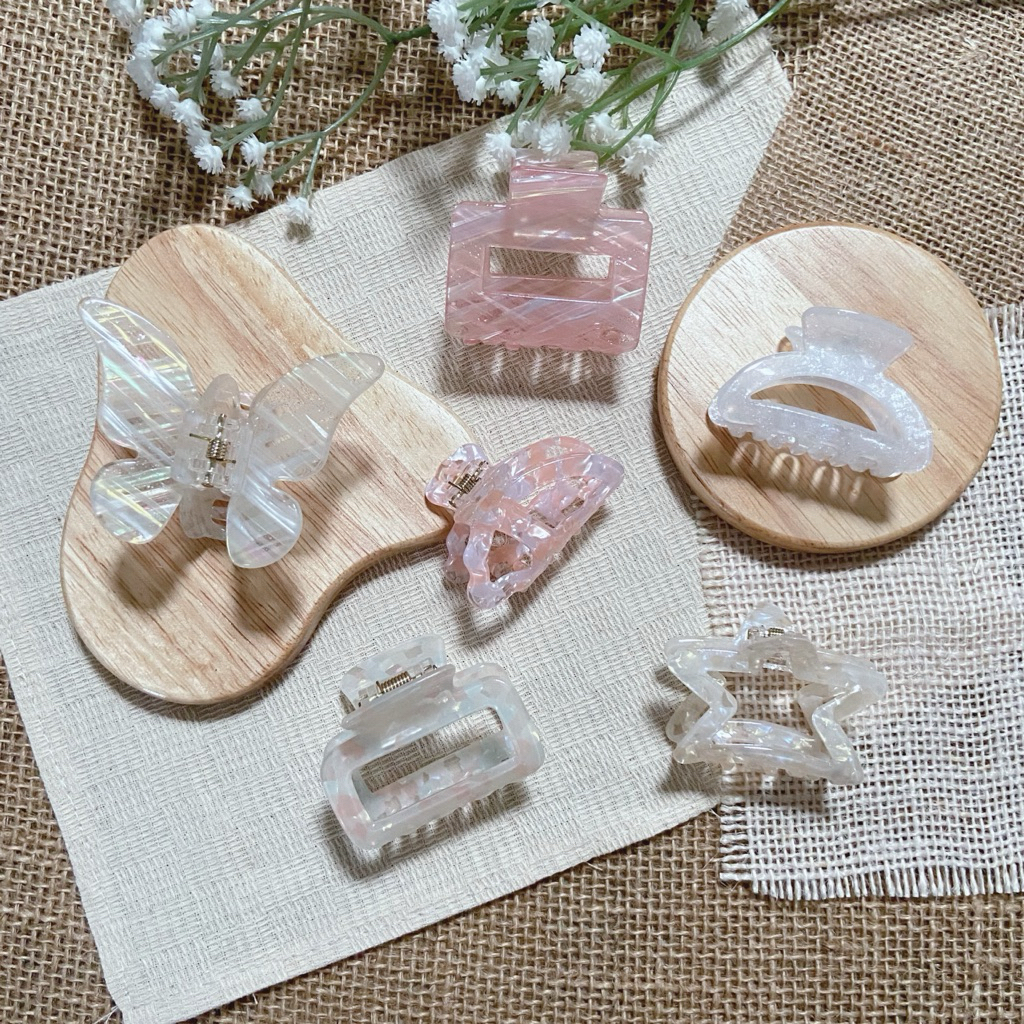 [4.9-6cm] กิ๊บหนีบผมอะคริลิคขนาดเล็กเนื้อหนาแต่งลาย ราคาต่อ1ชิ้น มีหลายแบบหลายสีสวยมาก