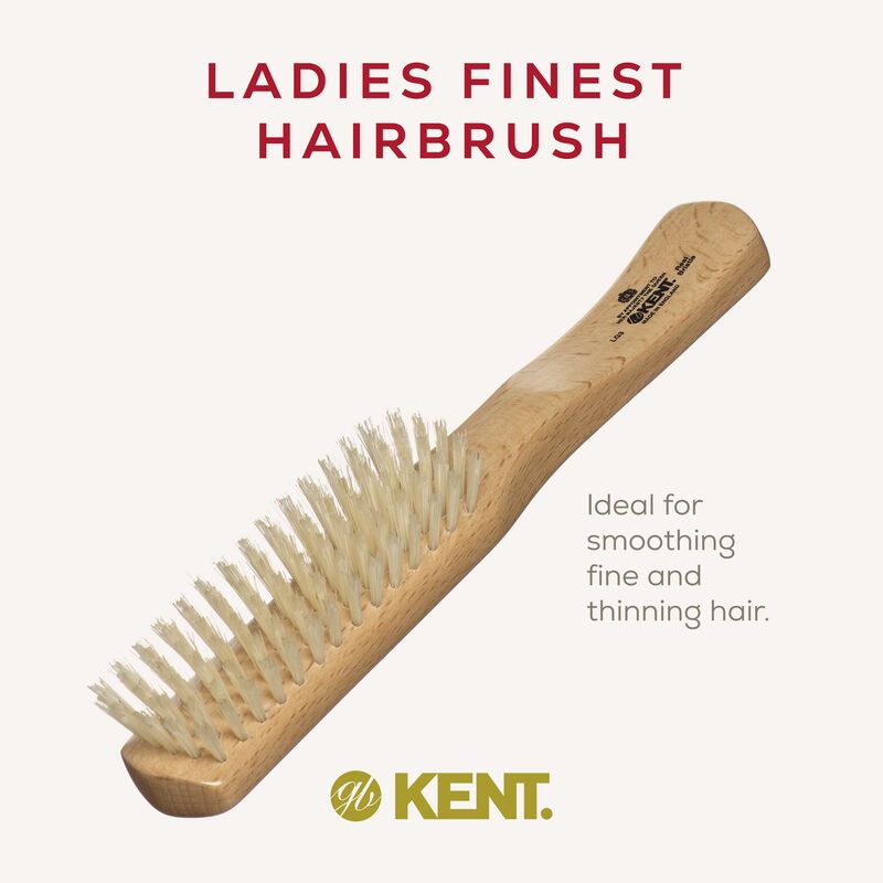 KENT LG3 Ladies Finest Beechwood Hair Brush | แปรงหวีผมไม้บีช ขนหมูป่าแท้ สีขาว สำหรับผู้หญิง