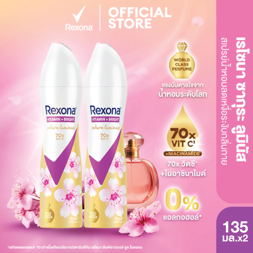 เรโซนา สเปรย์ระงับกลิ่นกาย  แพ็คคู่ 135 มล. Rexona Deodorant Spray 135 ml Twin pack (เลือกสูตรด้านใน) thumbnail 7