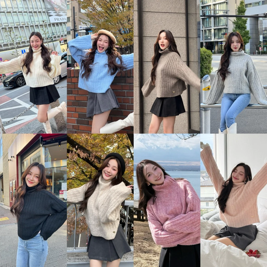 Puri & Me Maple Turtleneck Sweater ไหมพรมWoolแท้ ผ้าจะมีTextureและสีไหมเหลือบๆตามธรรมชาติของไหมWool
