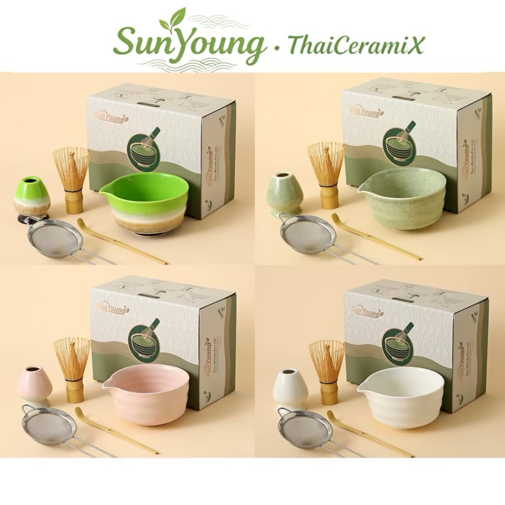 🍵 ThaiCeramiX【chawan matcha bowl】ชุดชงมัทฉะญี่ปุ่ นชุดชงมัทฉะ Spout ถ้วยมัทฉะเซรามิกพร้อมที่ตีไม้ไผ่ ของขวัญพรีเมียม